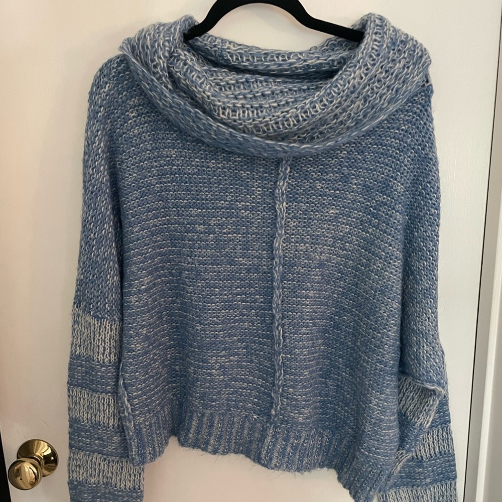 Blue oversize turtle neck sweater